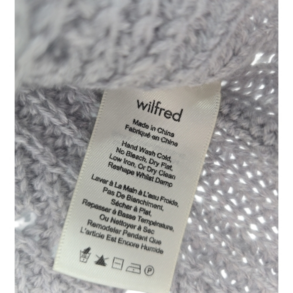 Wilfred Cowl Neck Sleeveless 100% Wool Sweater Cropped Size XS Gray Raw Hem - Picture 7 of 8